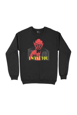 I Want You Siyah Sweatshirt