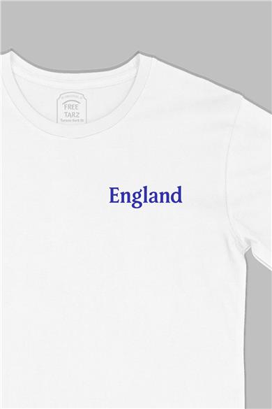 İngiltere England Baskılı Cep Tasarım Beyaz Tişört