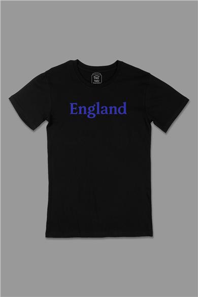 İngiltere England Büyük Baskılı Siyah Tişört