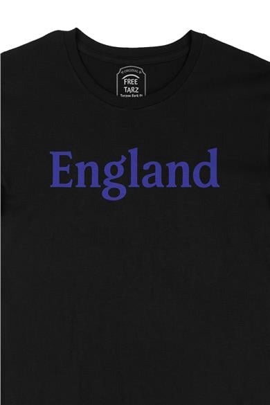 İngiltere England Büyük Baskılı Siyah Tişört