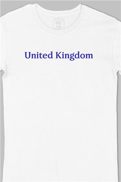 İngiltere United Kingdom Büyük Baskılı Beyaz Tişört