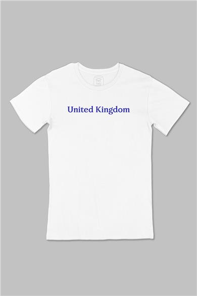 İngiltere United Kingdom Büyük Baskılı Beyaz Tişört