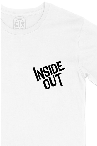 Inside Out Cep Logo Tasarımlı Beyaz Tişört