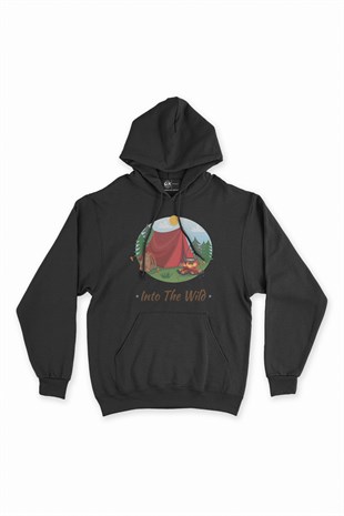 Into The Wild Siyah Kapşonlu Sweatshirt Hoodie