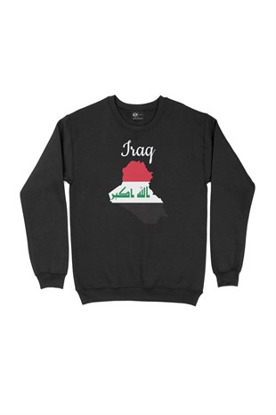 Irak Haritalı ve Bayraklı Siyah Sweatshirt