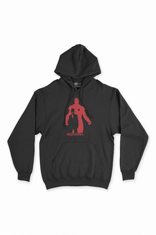 Iron Man Siyah Kapşonlu Sweatshirt Hoodie