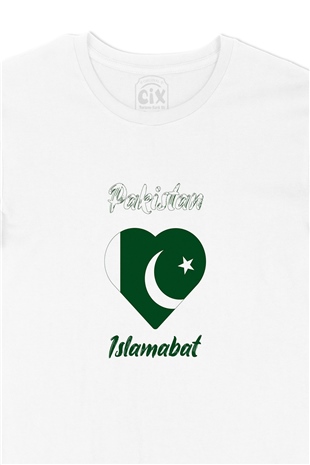 İslamabat Pakistan Bayraklı Kalpli Tişört
