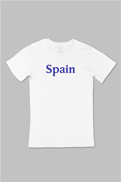 İspanya Spain Büyük Baskılı Beyaz Tişört