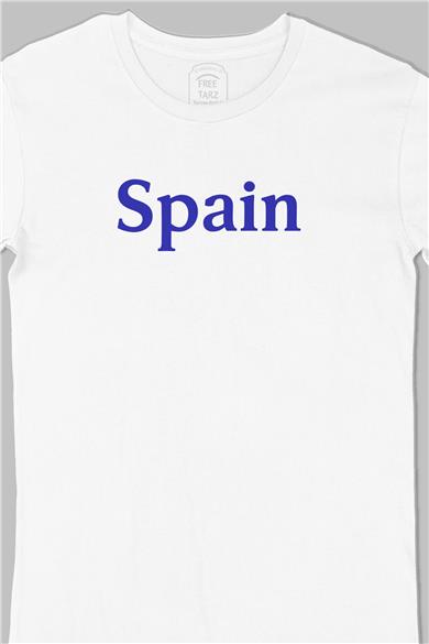 İspanya Spain Büyük Baskılı Beyaz Tişört