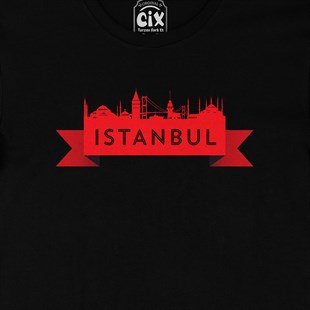 İstanbul Tasarımlı Siyah Tişört