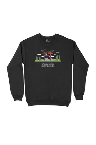 Itsukuşima Tapınağı Siyah Sweatshirt