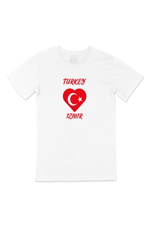 İzmir Türkiye Bayraklı Kalpli Tişört