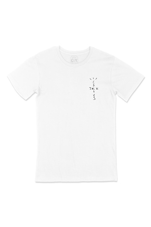 Jack Cactus Cep Logo Tasarımlı Beyaz Tişört