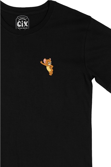Jerry Cep Logo Tasarımlı Siyah Tişört