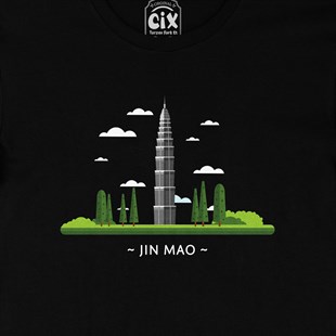 Jin Mao Kulesi Siyah Tişört