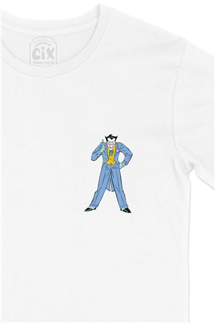 Joker From Batman Cep Logo Tasarımlı Beyaz Tişört