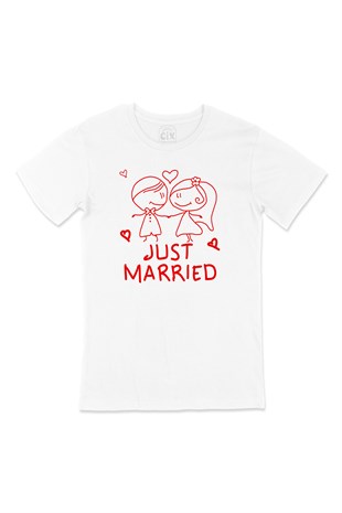 Just Married Çizimli Tişört