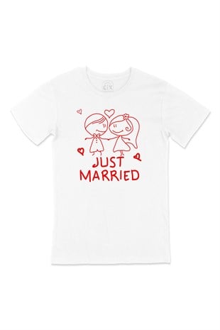Just Married Çizimli Tişört