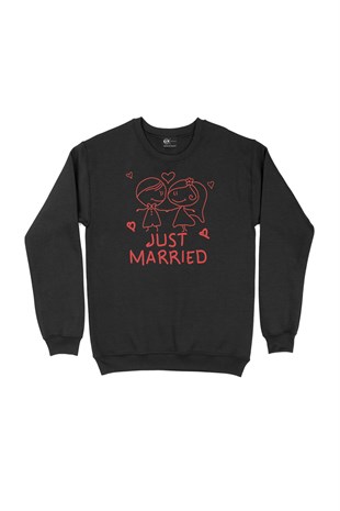 Just Married Siyah Sweatshirt