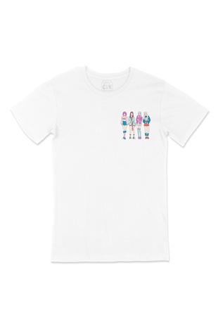 K-Pop Girls Cep Logo Tasarımlı Beyaz Tişört