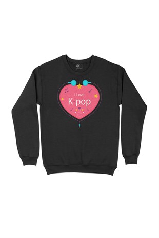 K Pop Kalpli Siyah Sweatshirt