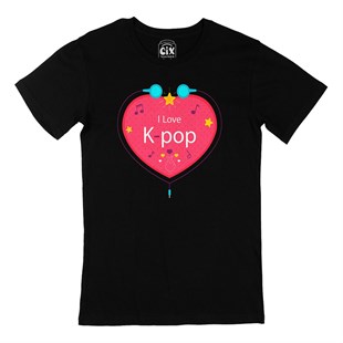 K Pop Kalpli Siyah Tişört