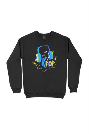 K Pop Müzik Siyah Sweatshirt