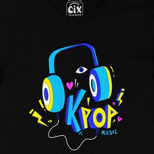K Pop Müzik Siyah Tişört
