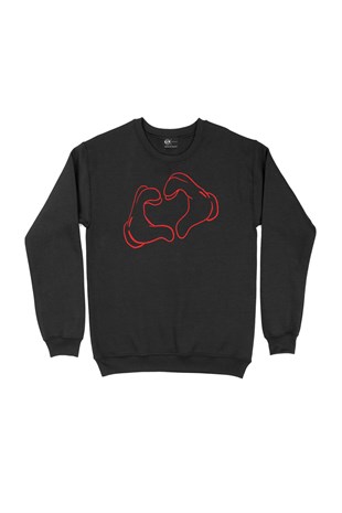 Kalp Siyah Sweatshirt