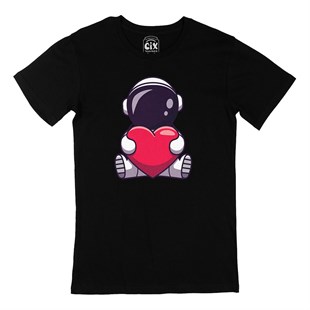 Kalpli Astronot Siyah Tişört