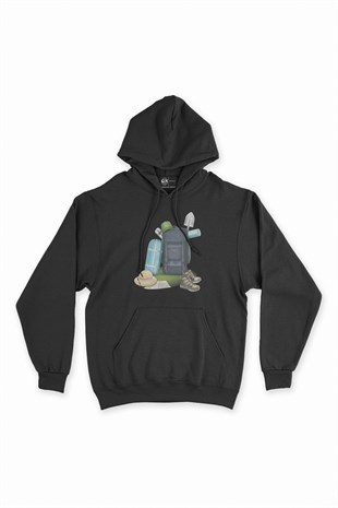 Kamp Malzemeleri Siyah Kapşonlu Sweatshirt Hoodie