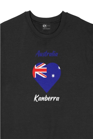 Kanberra Avusturalya Bayraklı Kalpli Siyah Sweatshirt