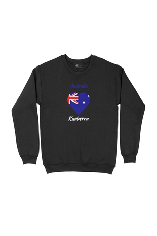 Kanberra Avusturalya Bayraklı Kalpli Siyah Sweatshirt