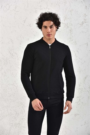 Kapitone Fermuarlı Mevsimlik Antrasit Baklava Hırka Mont