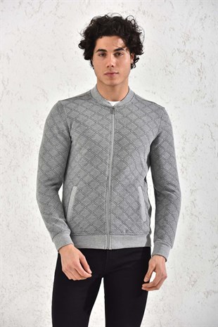 Kapitone Fermuarlı Mevsimlik Antrasit Baklava Hırka Mont