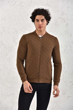 Kapitone Fermuarlı Mevsimlik Antrasit Baklava Hırka Mont