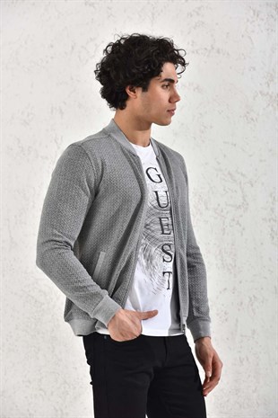 Kapitone Fermuarlı Mevsimlik Haki Hırka Mont