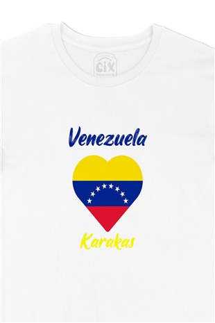 Karakas Venezuela Bayraklı Kalpli Tişört