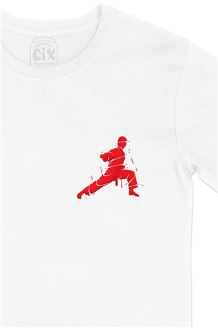 Karate Fist Cep Logo Tasarımlı Beyaz Tişört