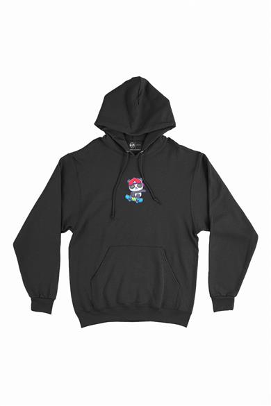 Kaykaylı Panda Minimal Kapşonlu Sweatshirt Hoodie