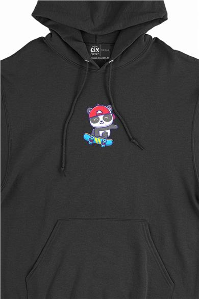 Kaykaylı Panda Minimal Kapşonlu Sweatshirt Hoodie