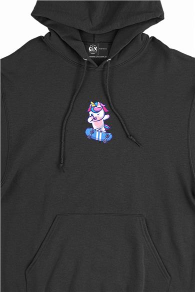 Kaykaylı Unicorn Minimal Kapşonlu Sweatshirt Hoodie