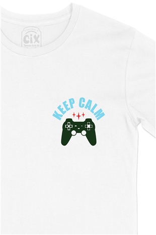Keep Calm  Cep Logo Tasarımlı Beyaz Tişört