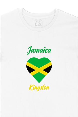 Kingston Jamaika Bayraklı Kalpli Tişört