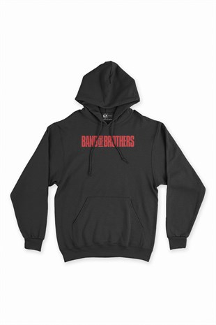 Kırmızı Band Of Brothers Siyah Kapşonlu Sweatshirt Hoodie