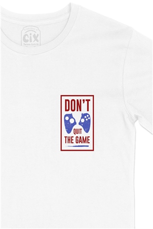 Kırmızı Dont Quit The Game Cep Logo Tasarımlı Beyaz Tişört