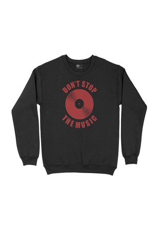 Kırmızı Dont Stop The Music Siyah Sweatshirt