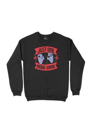 Kırmızı Just One More Game Siyah Sweatshirt