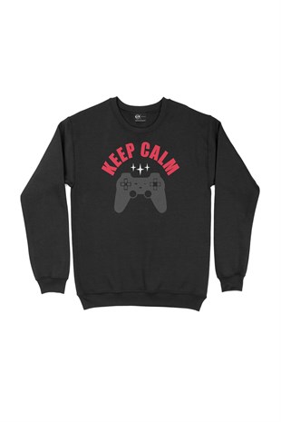 Kırmızı Keep Calm  Siyah Sweatshirt