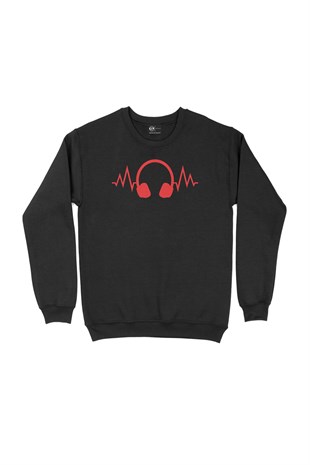 Kırmızı Kulaklık Siyah Sweatshirt